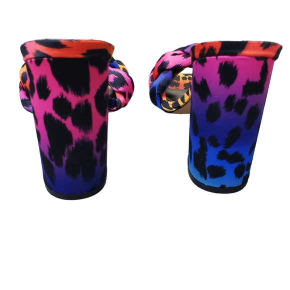 NY&C Womens Colorful Animal Print Satin Square Toe Block Heel Shoes Size 6.5 - Picture 7 of 10